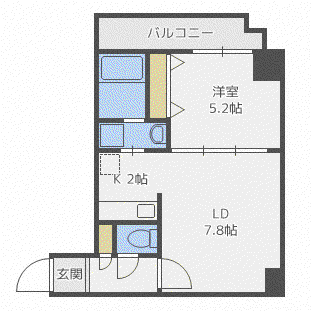 ISグランデ札幌(1LDK/8階)の間取り写真