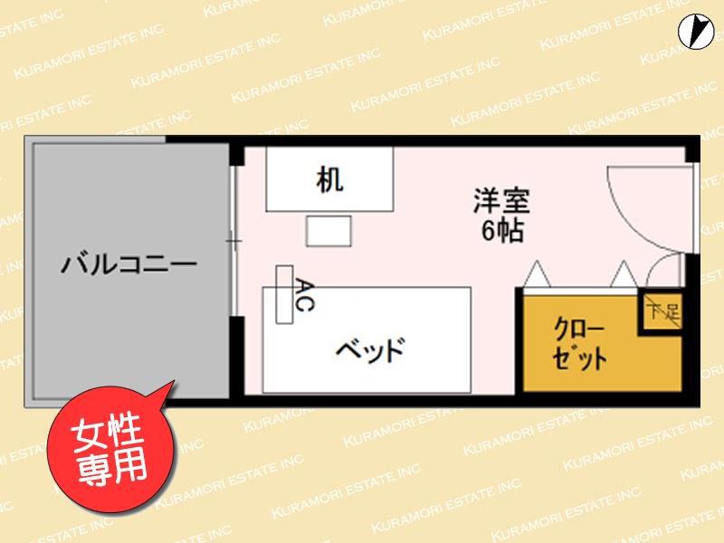 ロイヤルパークスER万代(ワンルーム/2階)の間取り写真