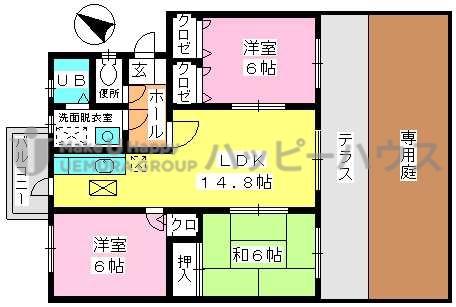 高義ビルIII(3LDK/1階)の間取り写真
