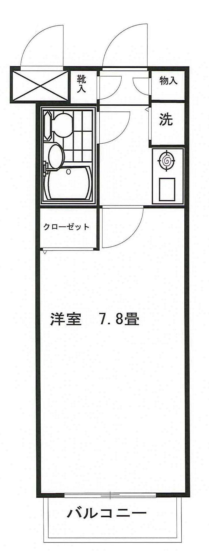 上馬1丁目マンション(1K/4階)の間取り写真