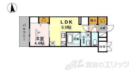 グランセジュール江坂 住居(1LDK/7階)の間取り写真