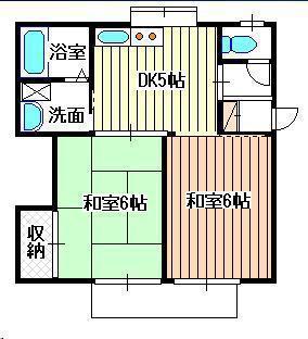 クレスト関(2DK/1階)の間取り写真