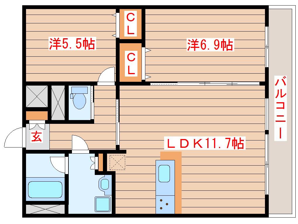 フィットエル仙台一番町(2LDK/14階)の間取り写真