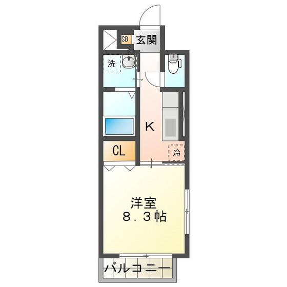 セントリバーヒルズ神戸(1K/6階)の間取り写真
