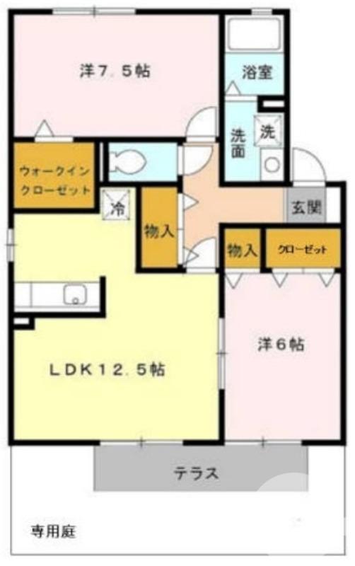パークサイドコート(2LDK/1階)の間取り写真