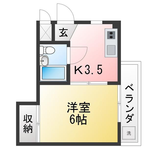 スカイハイツ森田(1K/2階)の間取り写真