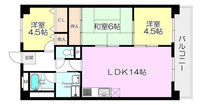 グランドールコーエー(3LDK/2階)の間取り写真