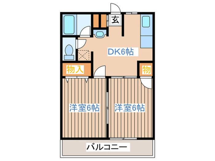 アークヒルズ上ノ台(2DK/3階)の間取り写真