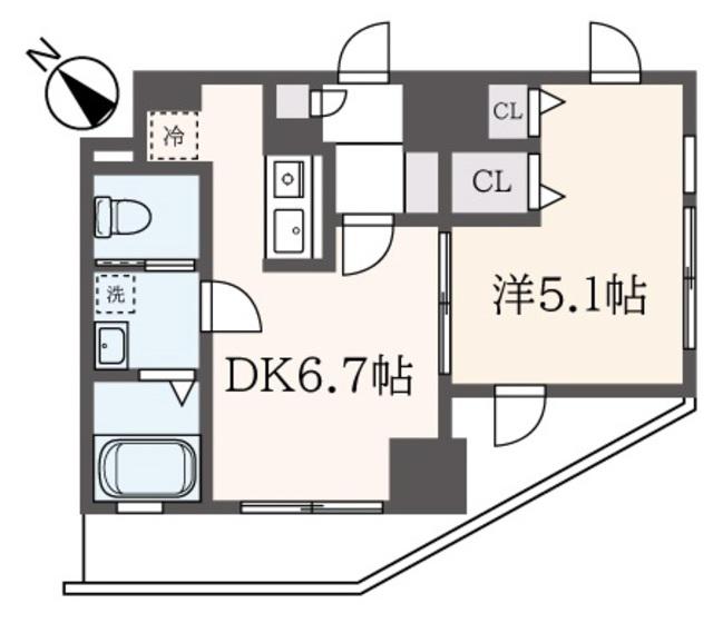 サンシエスタ鶴ヶ峰(1DK/4階)の間取り写真