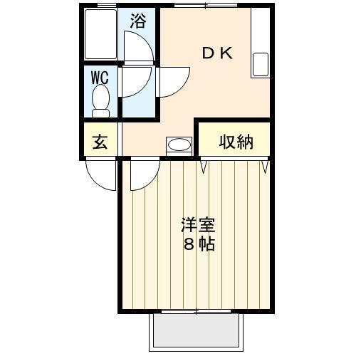 ピノキオC棟(1DK/1階)の間取り写真