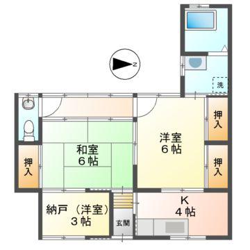 土々ヶ根みどり荘(3K/1階)の間取り写真