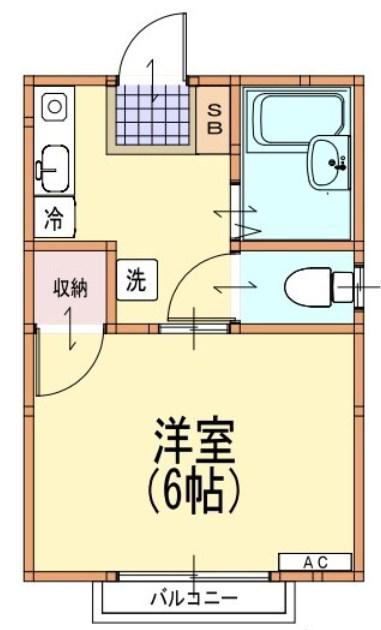 ルーミー高砂II号館(1K/2階)の間取り写真