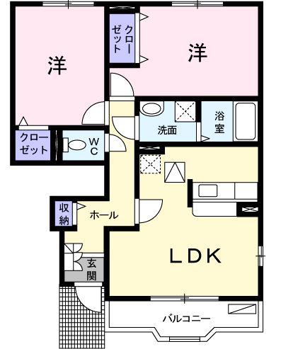エレーノ戸塚(2LDK/1階)の間取り写真