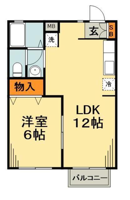 ジニアス一之江(1LDK/2階)の間取り写真