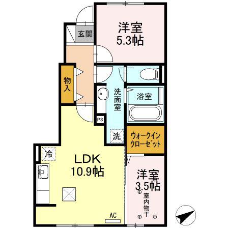 ラ ルーチェ(2LDK/1階)の間取り写真