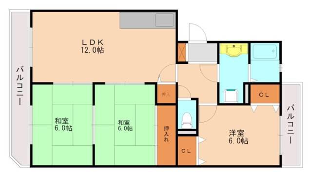サンシャイン和白II(3LDK/1階)の間取り写真