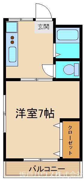 グリーンハイム坂戸(1K/2階)の間取り写真