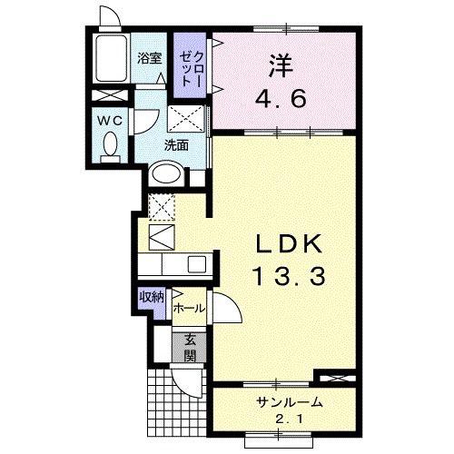ベルアンジュ II(1LDK/1階)の間取り写真
