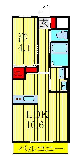 メルヴェール エスト(1LDK/1階)の間取り写真