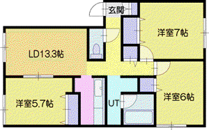 なごみハウス新富II(3LDK/2階)の間取り写真