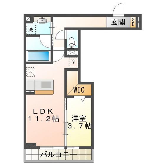 ディーシャンブル富田(1LDK/1階)の間取り写真