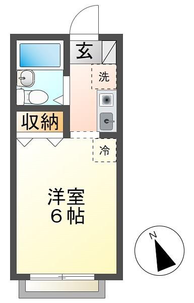 欧日ハイムII(ワンルーム/1階)の間取り写真