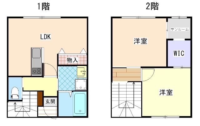 PEACE TALL E棟(2LDK/1階)の間取り写真