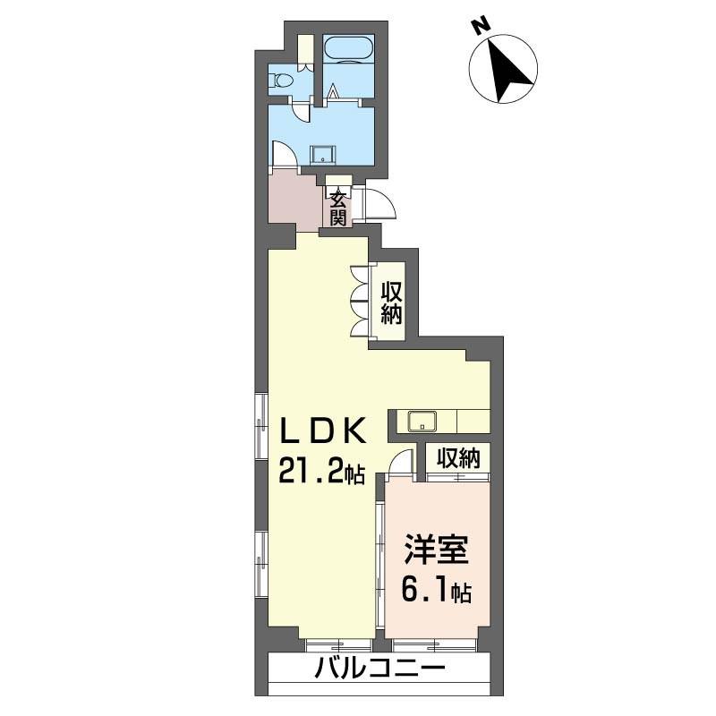 オクタビアヒルA(1LDK/5階)の間取り写真