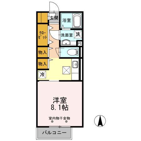 エクセルハイム II(1K/1階)の間取り写真