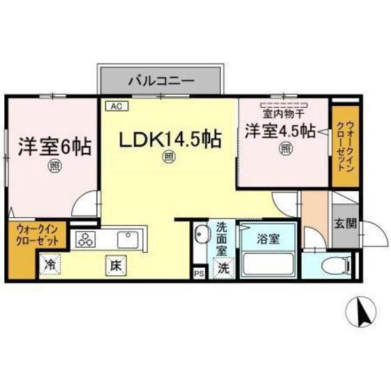サニーコートC(2LDK/1階)の間取り写真