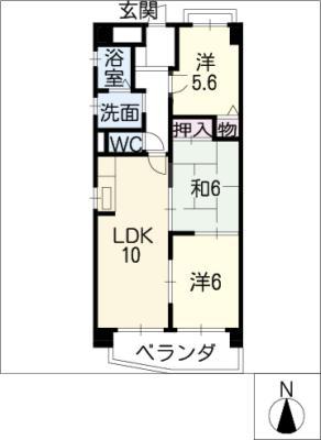 フェリス覚王山(3LDK/4階)の間取り写真