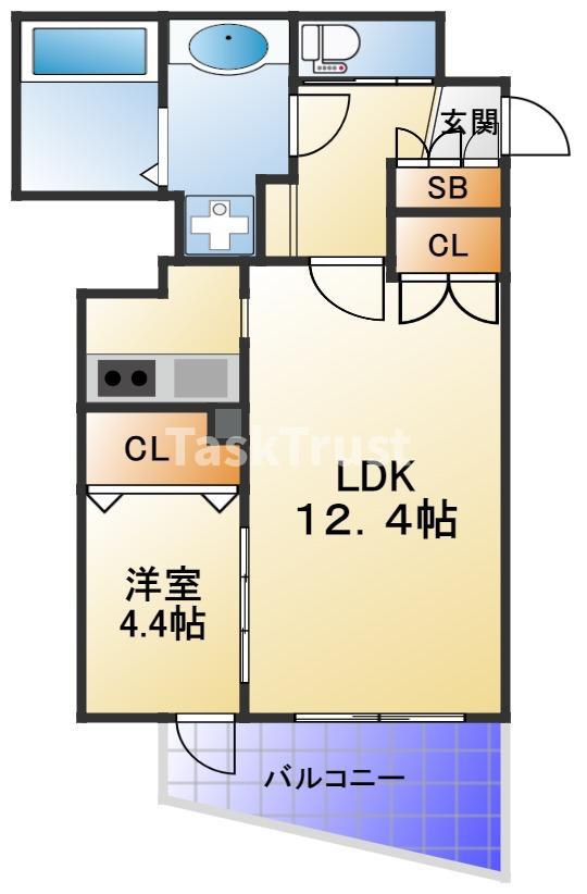 クリスタルグランツ梅田II(1LDK/9階)の間取り写真