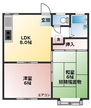 エスティハイムI(2LDK/1階)の間取り写真