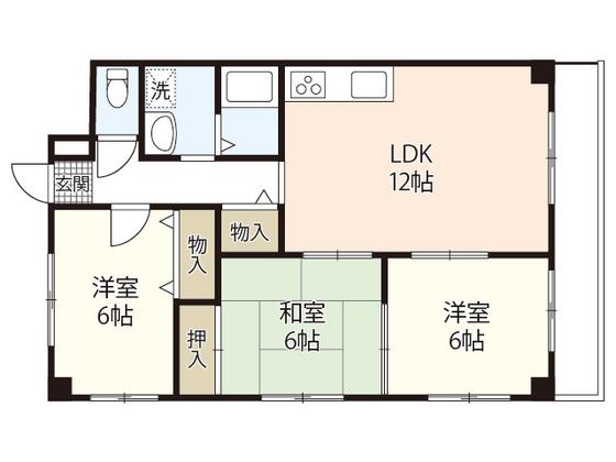 カーサグリーンウッズ(3LDK/2階)の間取り写真