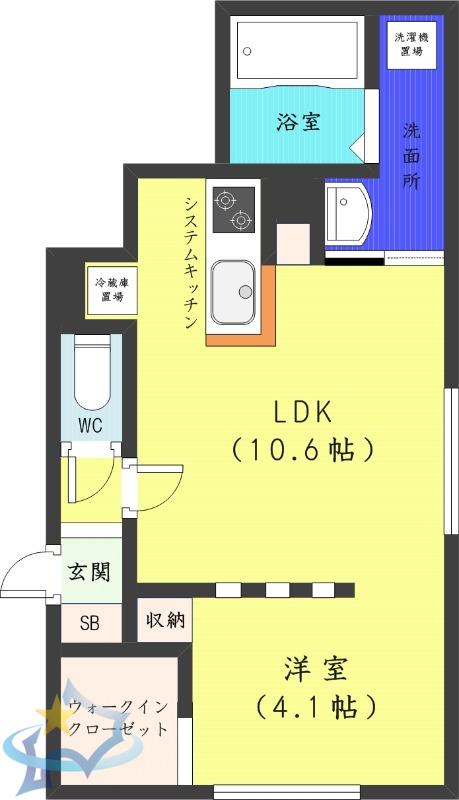 LIVEASE HASSAMU(1LDK/2階)の間取り写真