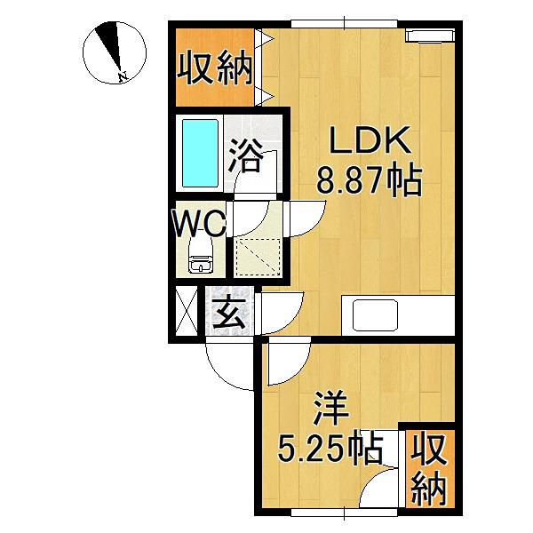 恒星ハイツ(1LDK/1階)の間取り写真