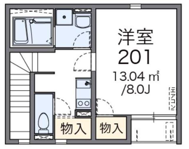レオネクストサンパーク 三良(1K/2階)の間取り写真