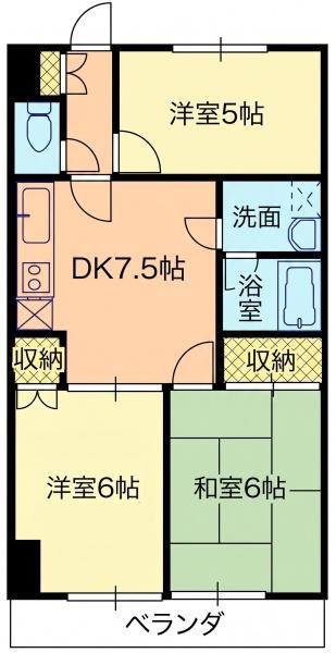 サンシティー所沢2号館(3DK/4階)の間取り写真