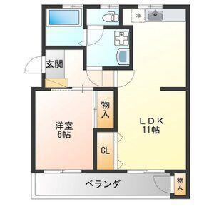 アワノハイツ(1LDK/3階)の間取り写真
