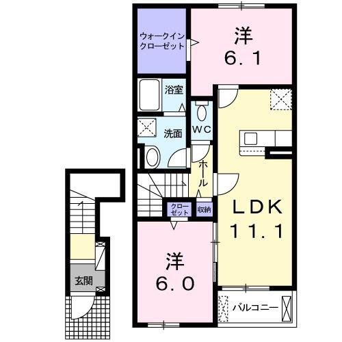 メゾンブローテ G(2LDK/2階)の間取り写真