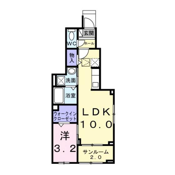 リバーサイド伴(1LDK/1階)の間取り写真