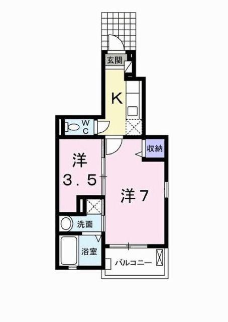クラール(2K/1階)の間取り写真