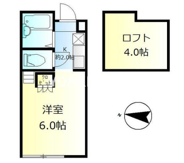 ヒルズ中央林間(1K/2階)の間取り写真