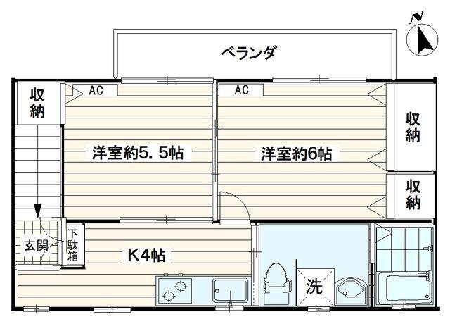 CASA SIETE(2K/2階)の間取り写真