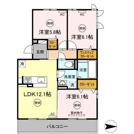 メゾン勝賀(3LDK/3階)の間取り写真