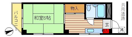 メゾン飯山(1K/2階)の間取り写真