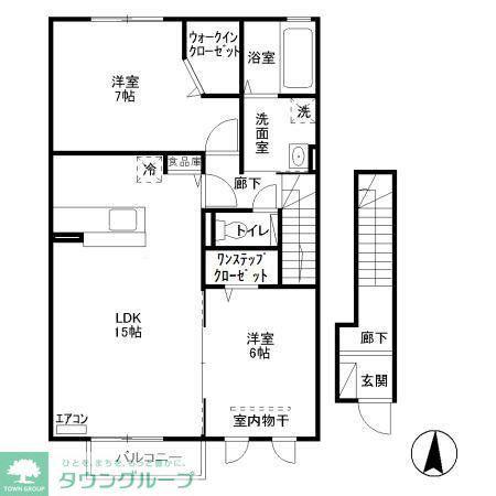 ガーデンハウスII(2LDK/2階)の間取り写真