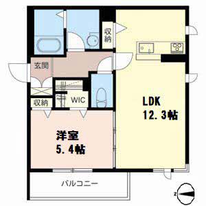 シャーメゾン新石切(1LDK/1階)の間取り写真