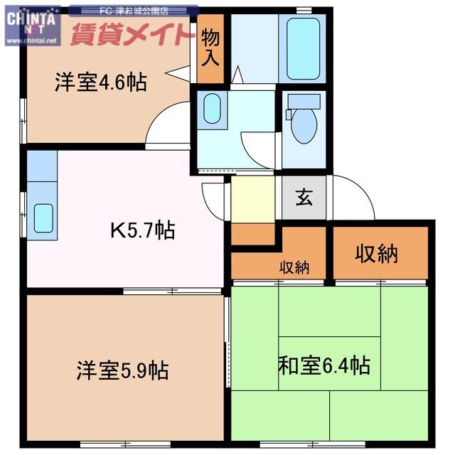 ベルクォーレ(3K/1階)の間取り写真