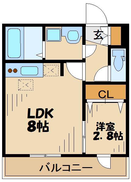 エクセル聖蹟桜ヶ丘(1LDK/1階)の間取り写真
